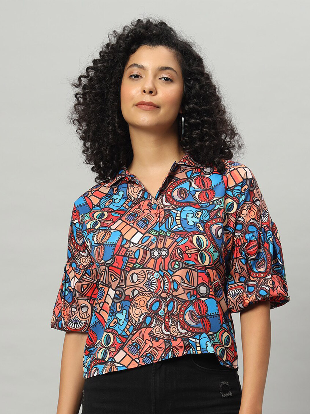 

Funday Fashion Conversational Printed Regular Fit Satin Casual Shirt, Orange