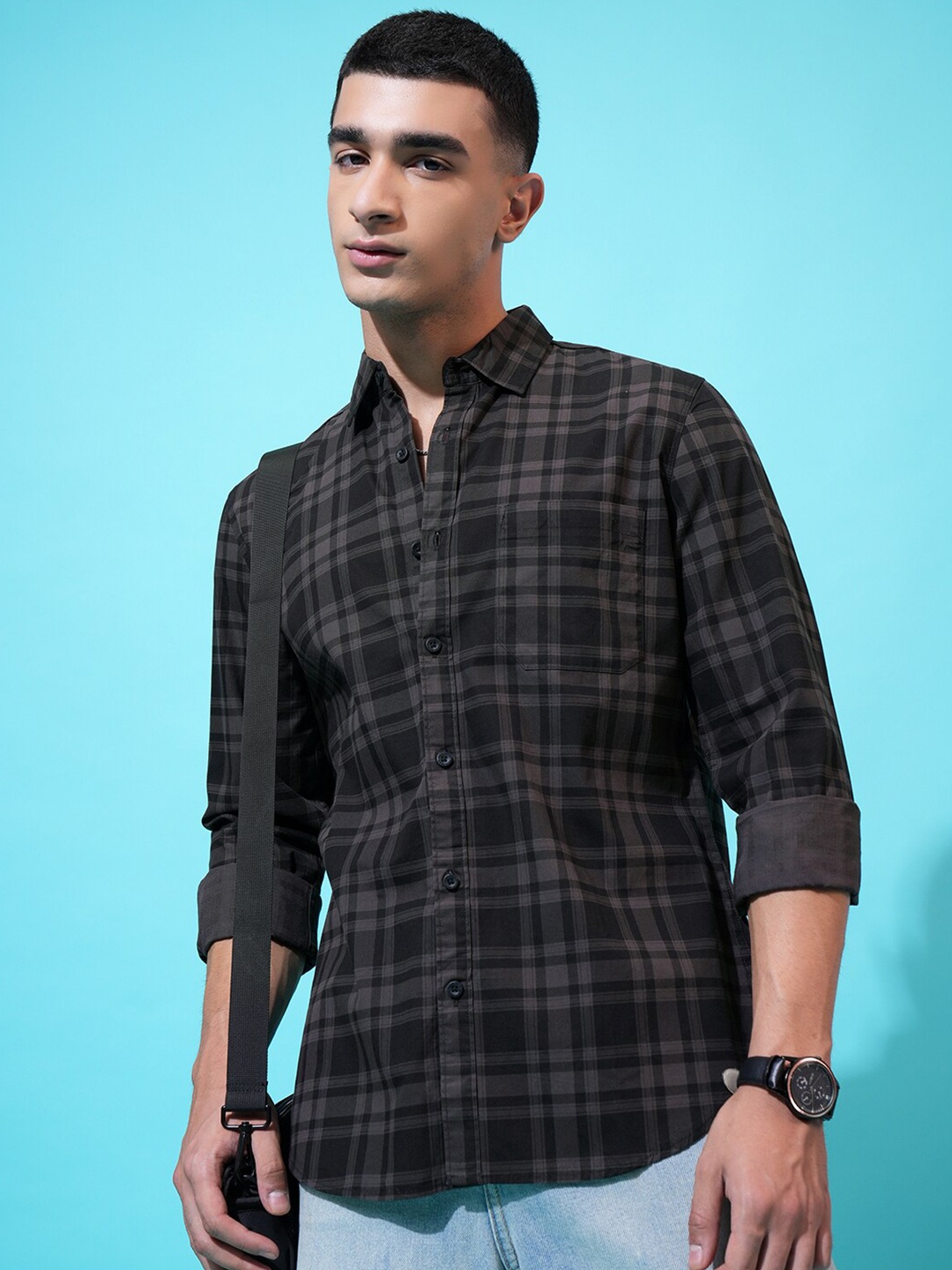

HIGHLANDER Slim Fit Casual Shirt, Grey