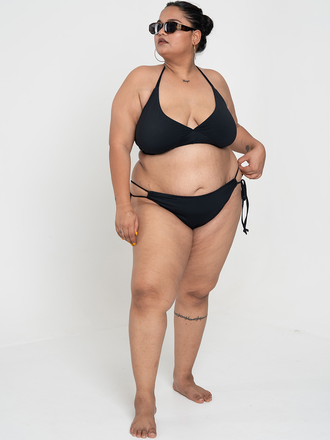 

SPIRIT ANIMAL Women Plus Size String Fling Bikini Briefs With Adjustable Side Strings, Black