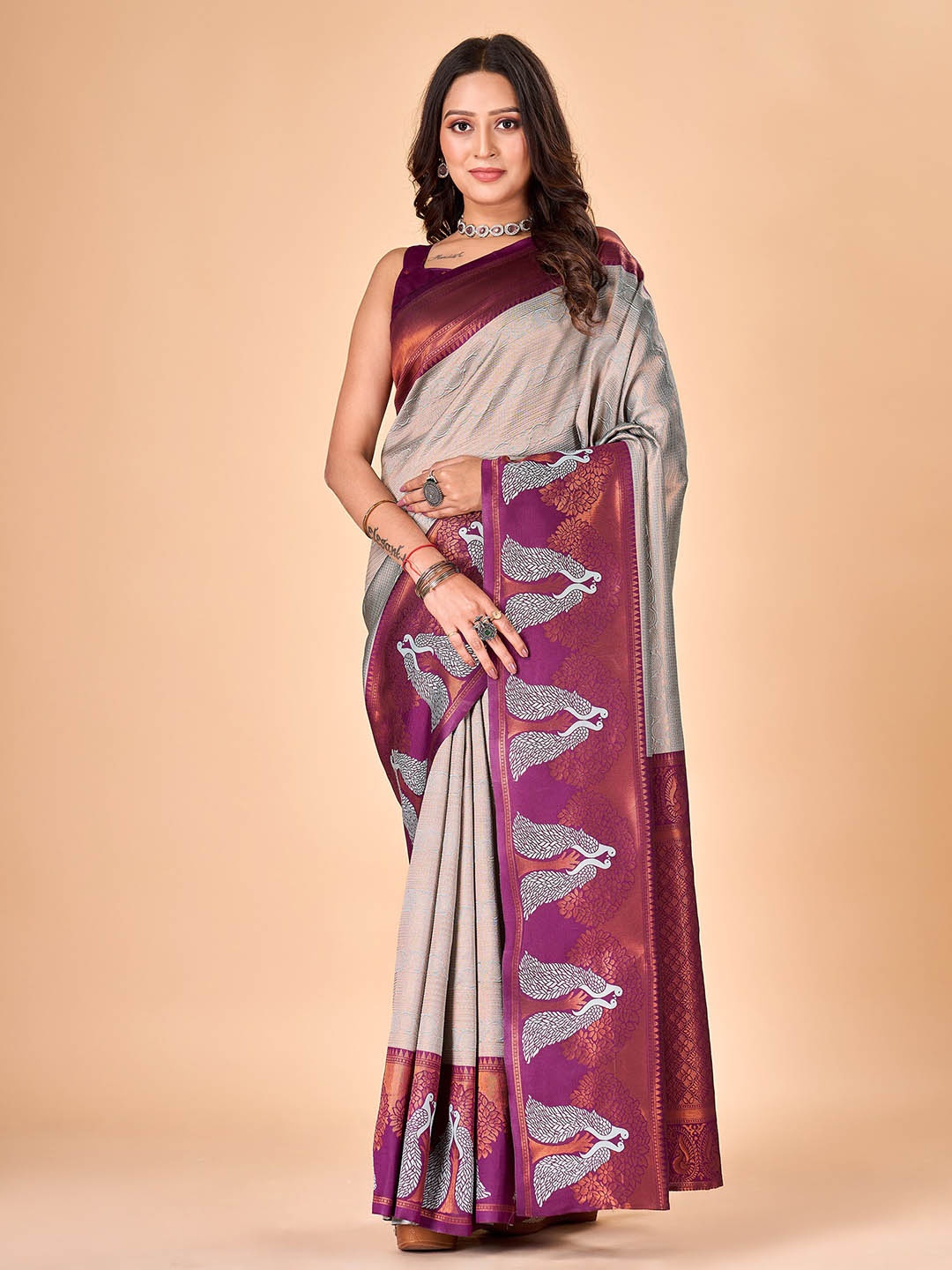 

flaher Woven Design Zari Pure Silk Banarasi Saree, Magenta