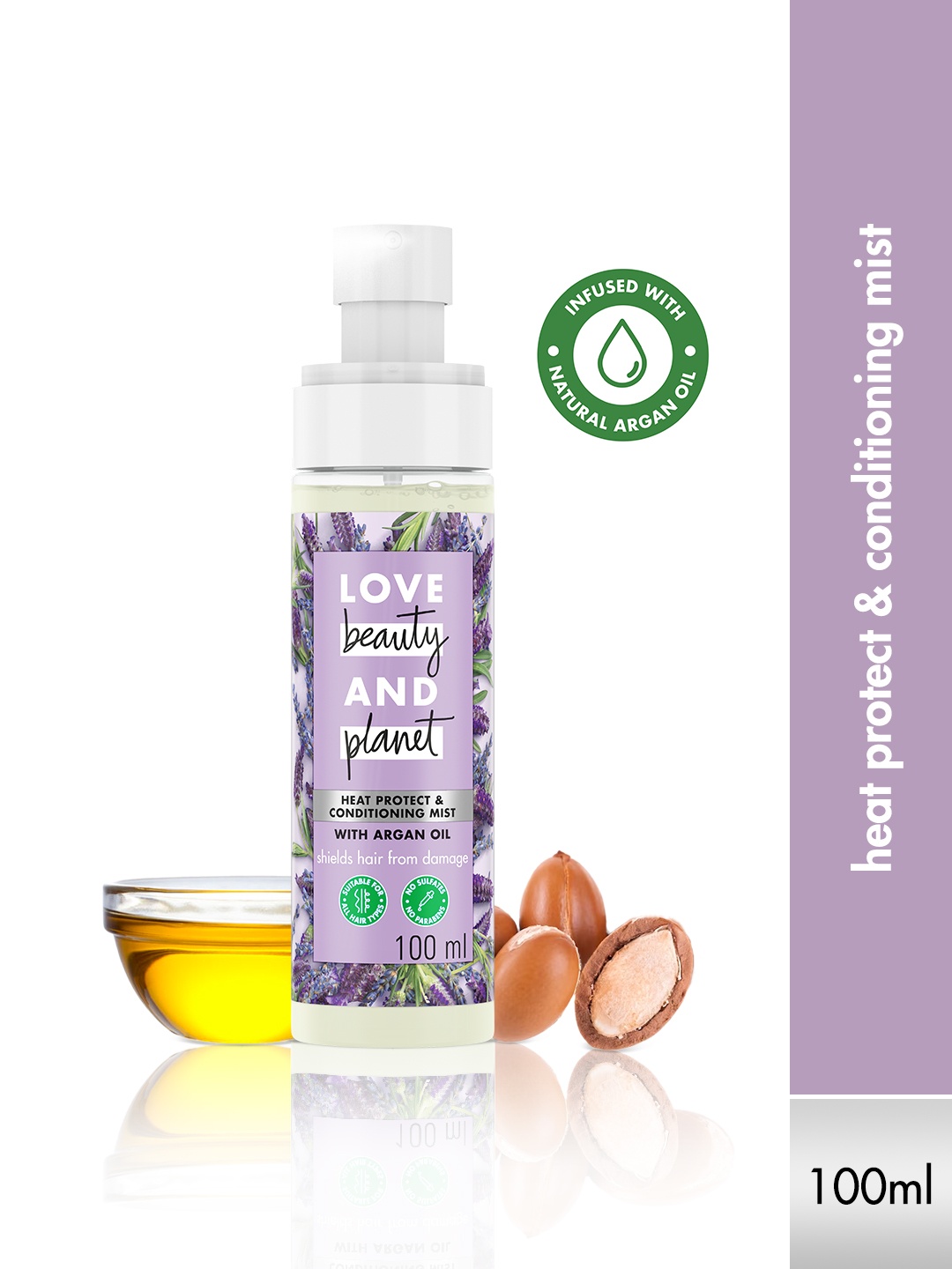 

Love Beauty & Planet Argan Oil Heat Protection & Conditioning Hair Mist - 100ml, Purple