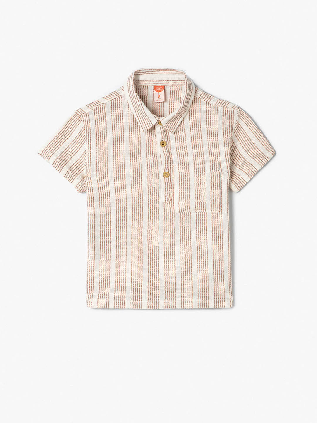 

Koton Boys Spread Collar Striped Casual Shirt, Beige
