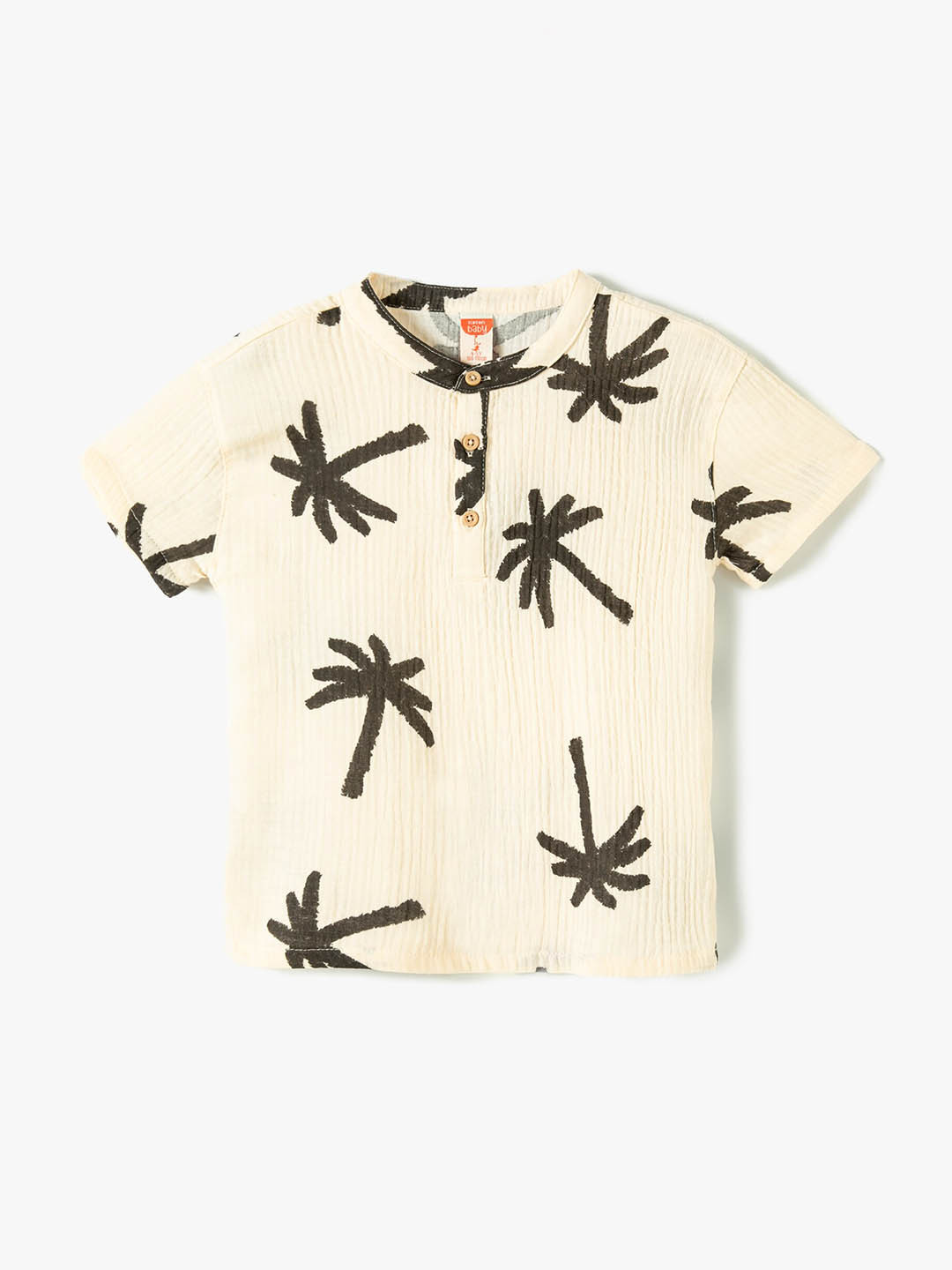 

Koton Boys Conversational Printed Collarless Casual Shirt, Off white