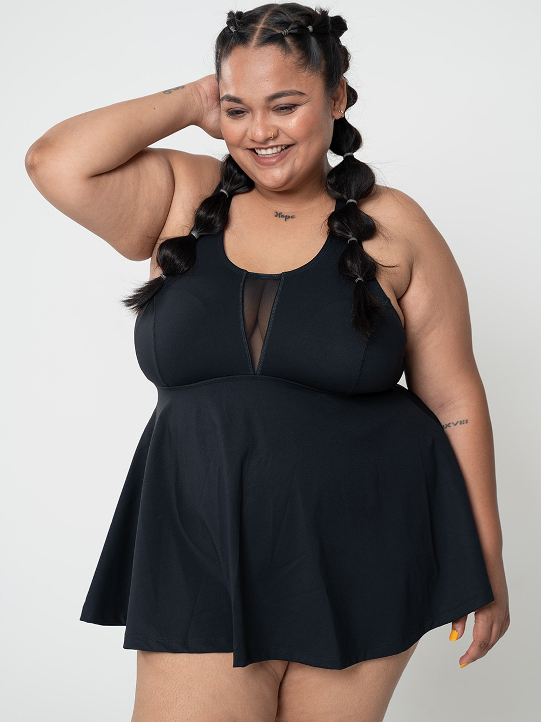 

SPIRIT ANIMAL Plus Size Stretchable Lightly Padded Tankini Swimwear, Black
