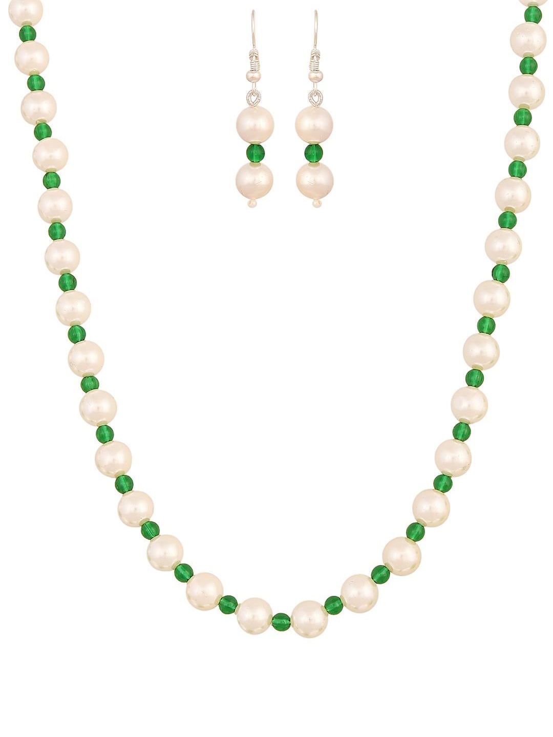 

RATNAVALI JEWELS Artificial Beads Necklace and Earrings, White