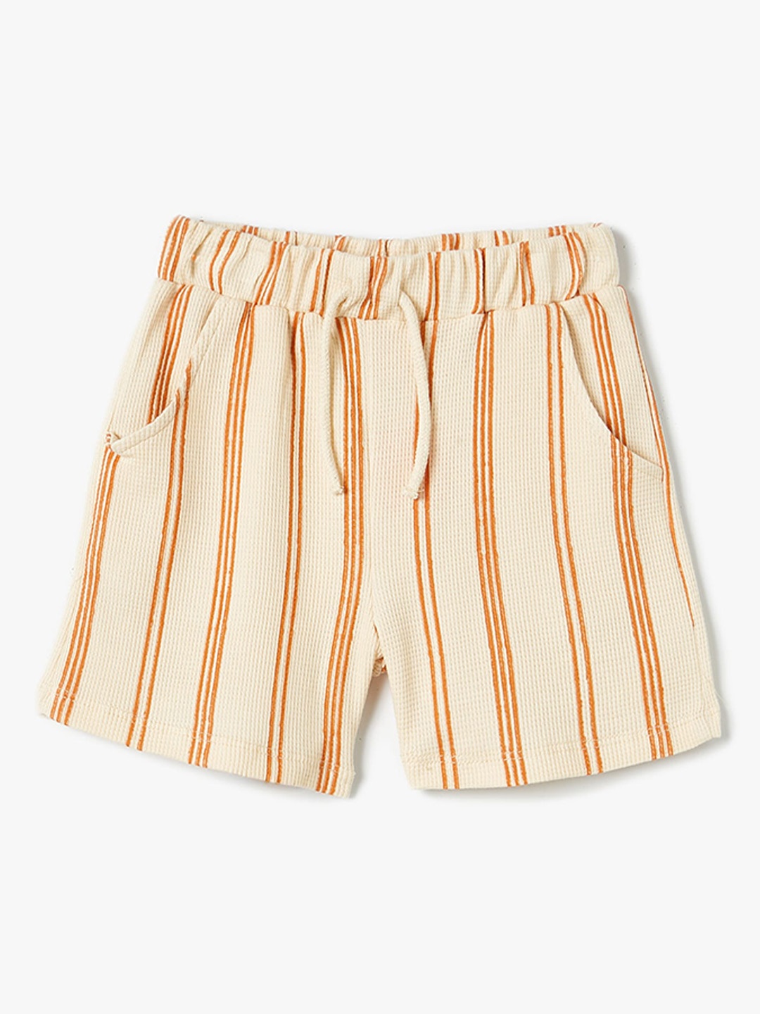 

Koton Boys Striped Mid-Rise Cotton Regular Shorts, Beige