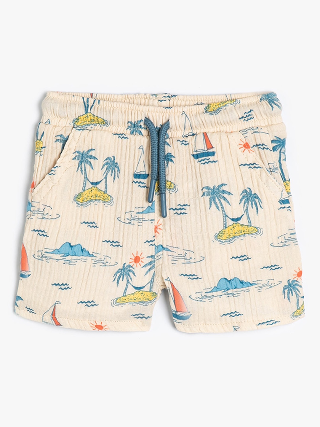 

Koton Boys Conversational Printed Shorts, Beige