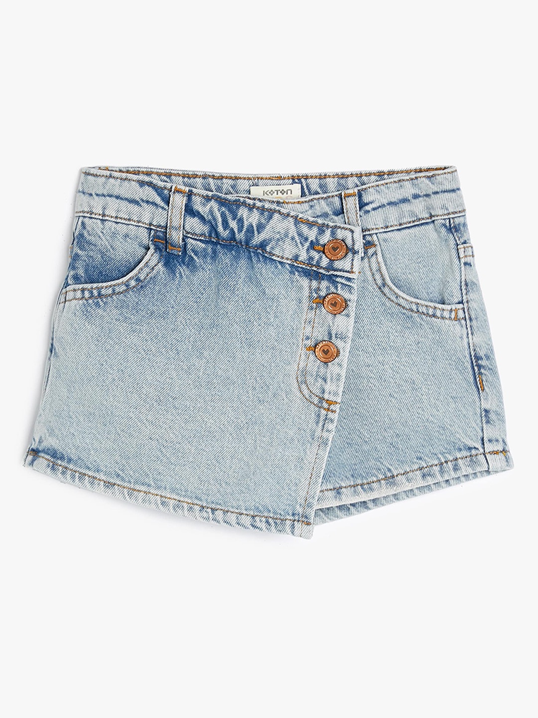 

Koton Girls Washed Pure Cotton Skorts, Blue