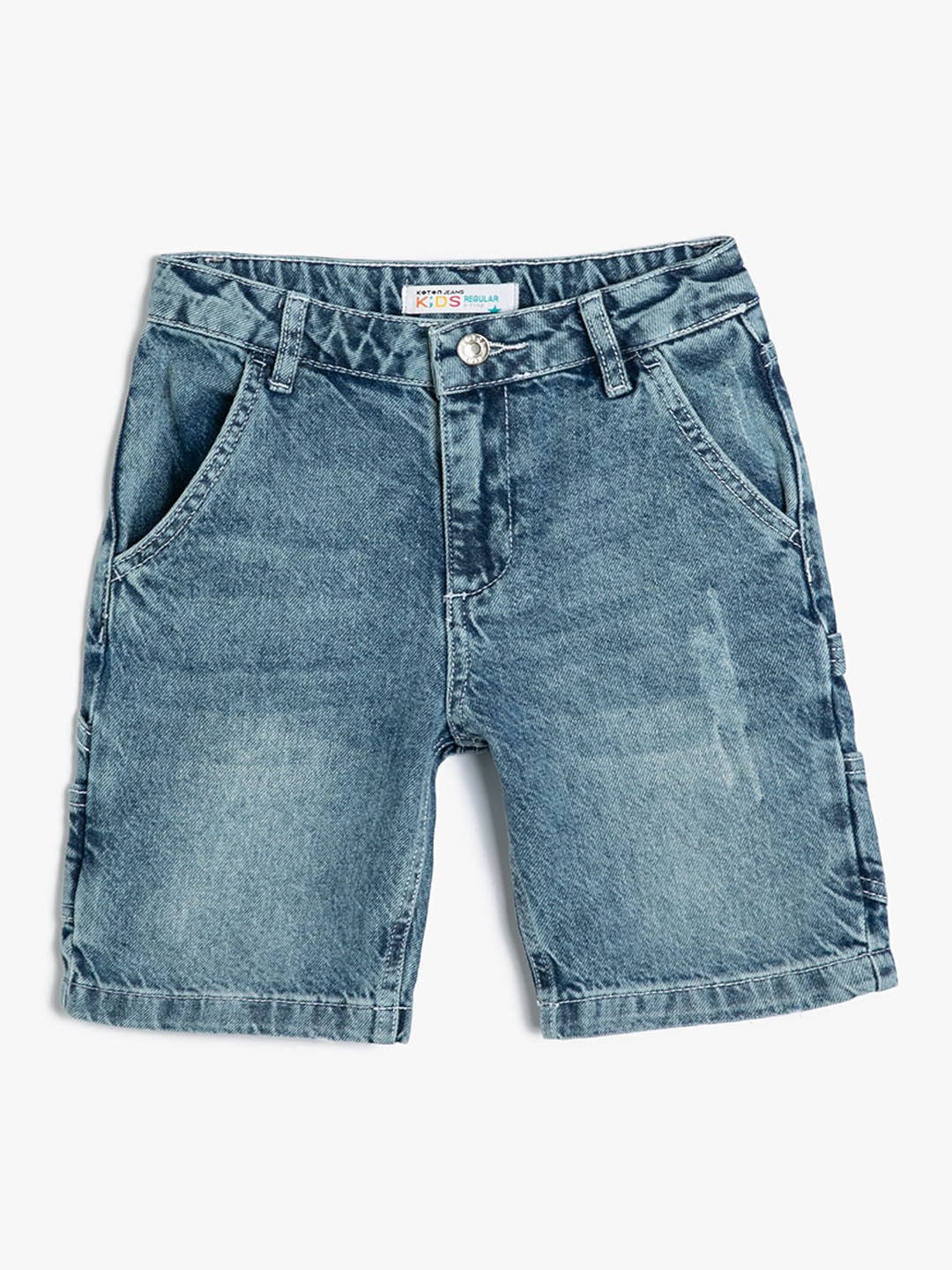 

Koton Boys Mid-Rise Washed Pure Cotton Denim Shorts, Blue