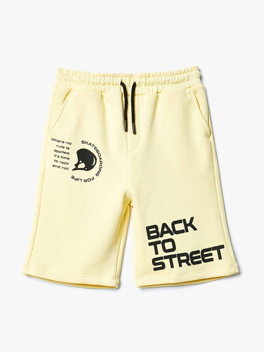 

Koton Boys Mid-Rise Typography Printed Shorts, Yellow