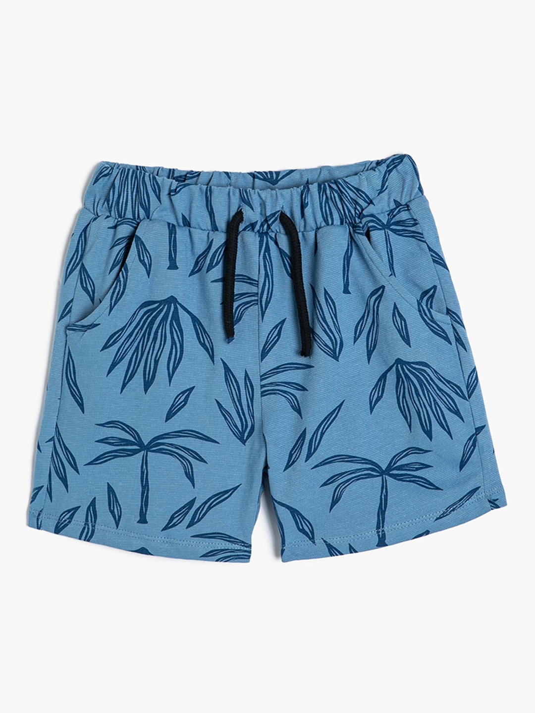 Koton Boys Mid-Rise Tropical Printed Pure Cotton Shorts, Blue