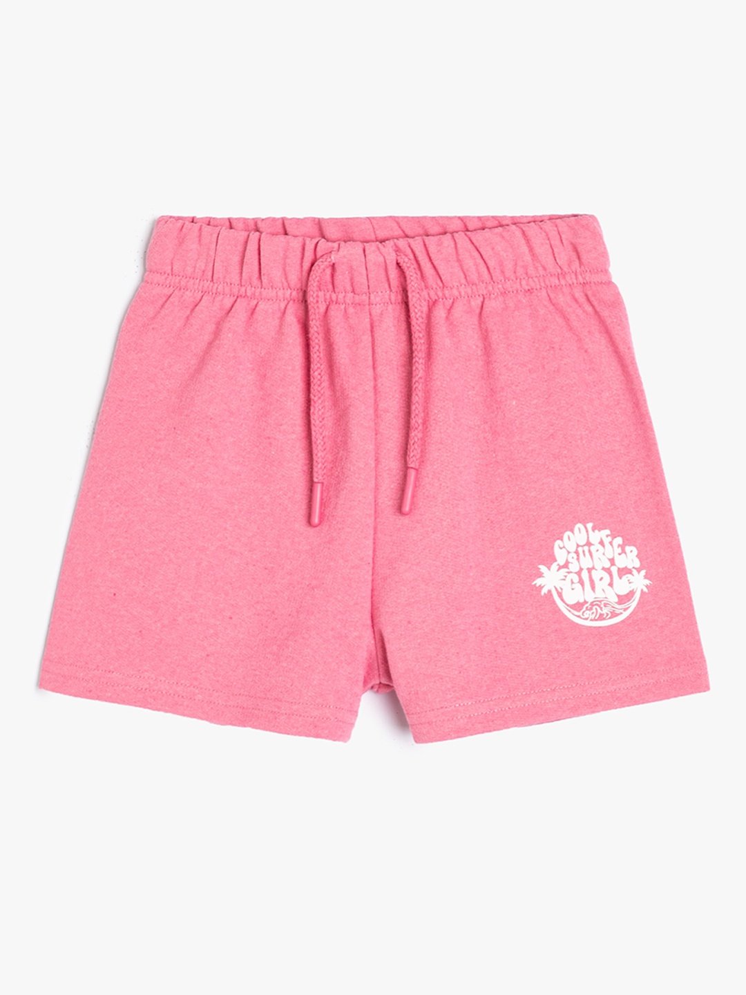 

Koton Girls Typography Printed Mid-Rise Shorts, Pink