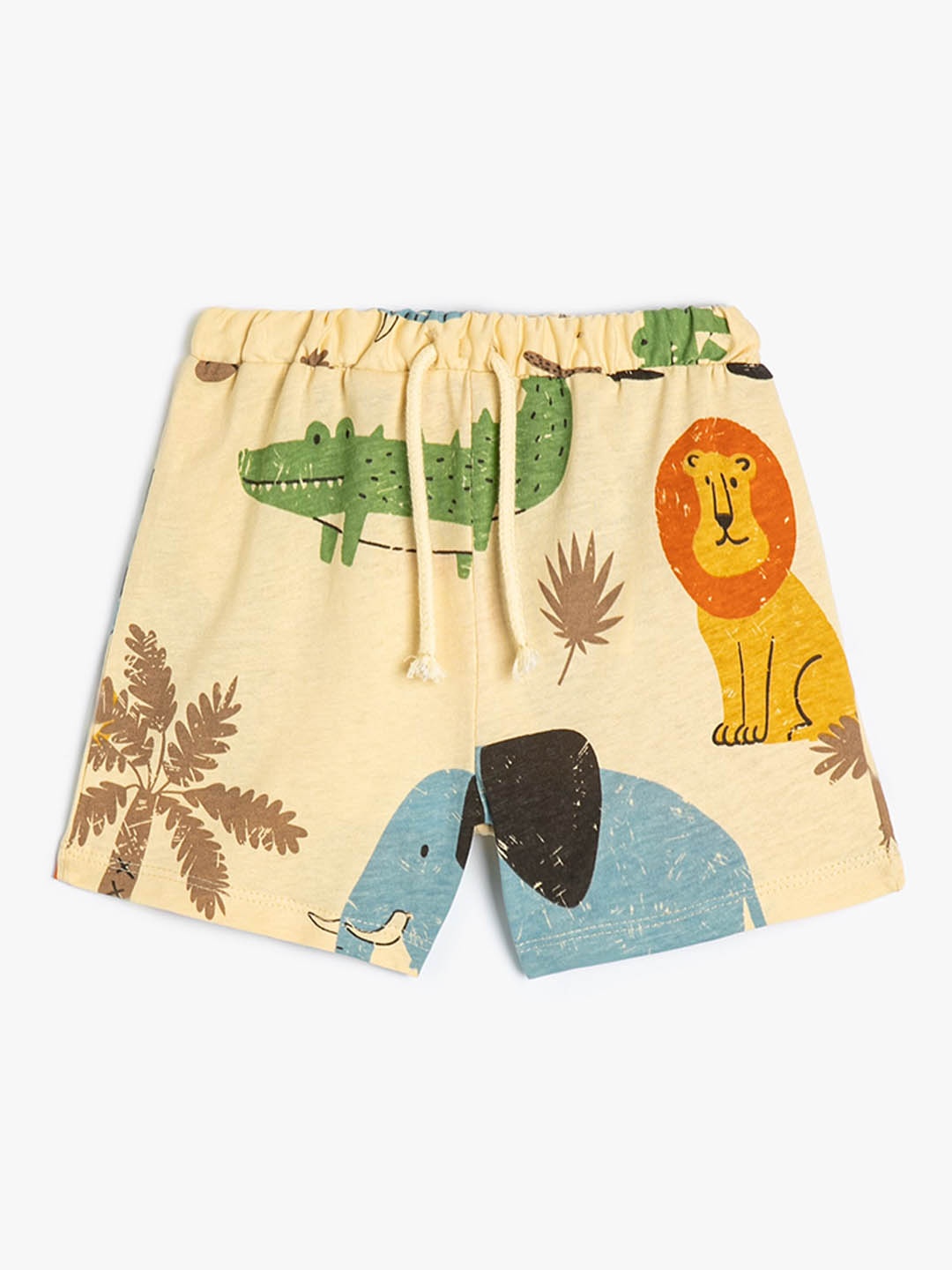 

Koton Boys Conversational Printed Mid-Rise Pure Cotton Shorts, Beige