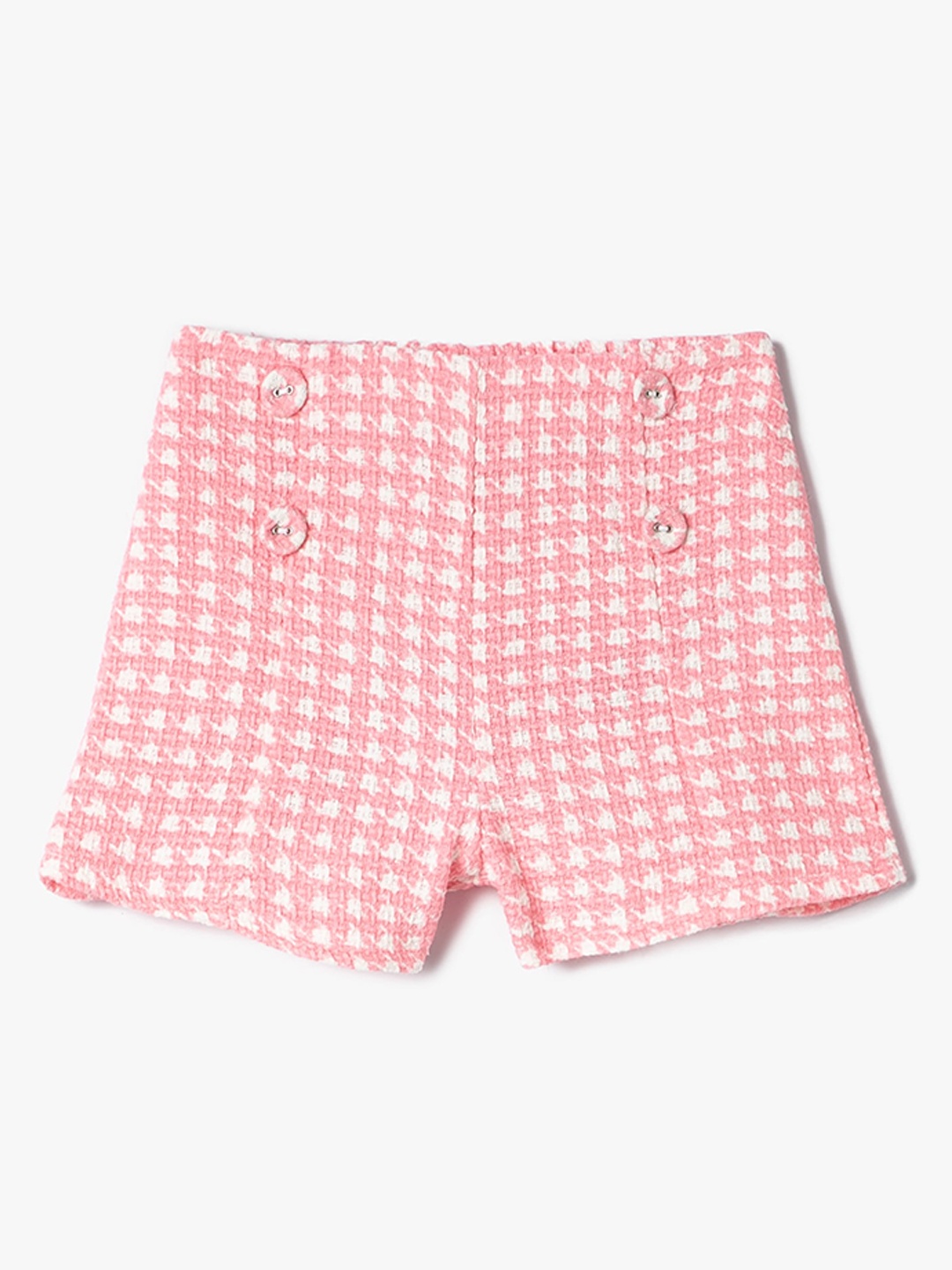 

Koton Girls Checked Mid-Rise Pure Cotton Shorts, Pink