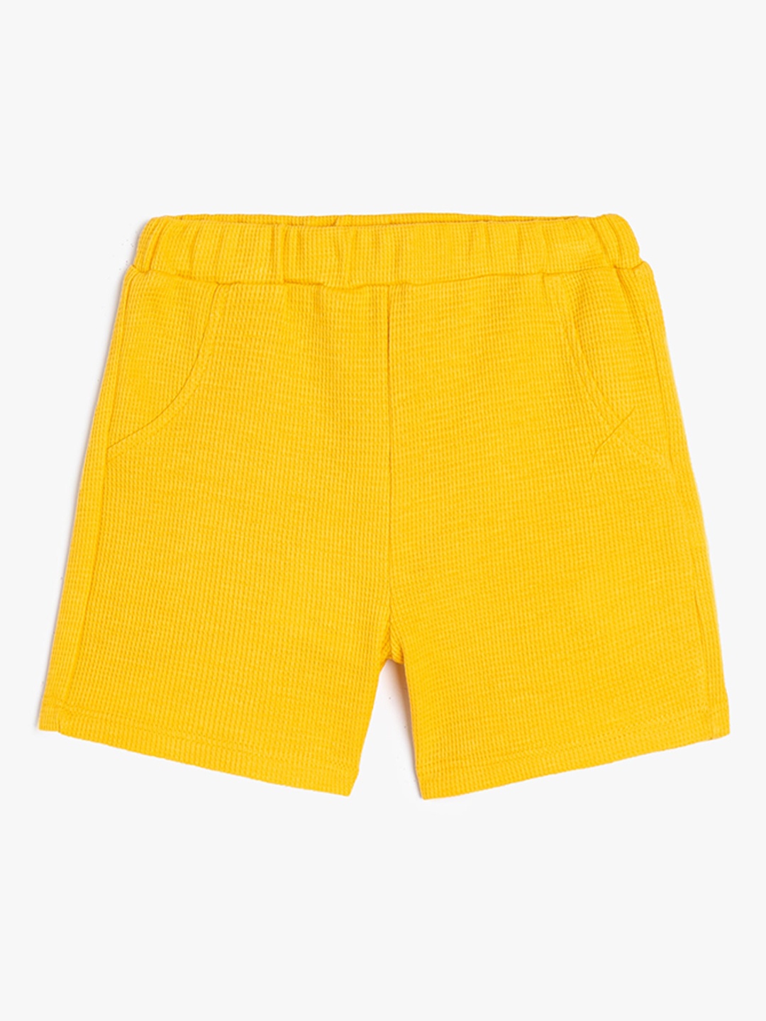 

Koton Boys Self Design Mid-Rise Pure Cotton Shorts, Yellow