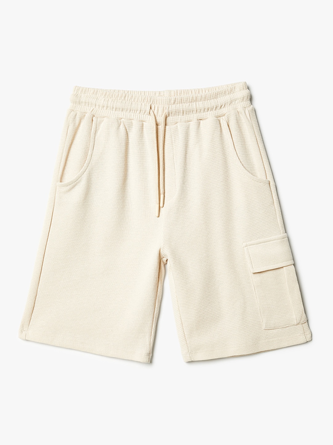 

Koton Boys Self Design Mid-Rise Pure Cotton Shorts, Beige