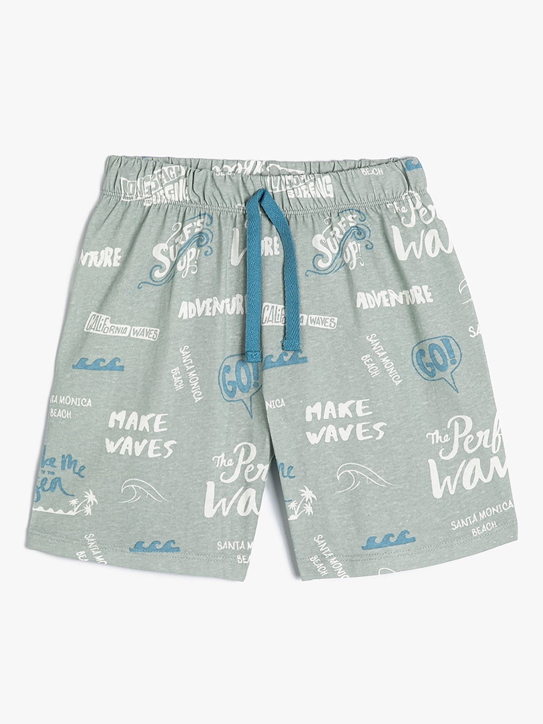 

Koton Boys Typography Printed Pure Cotton Shorts, Green