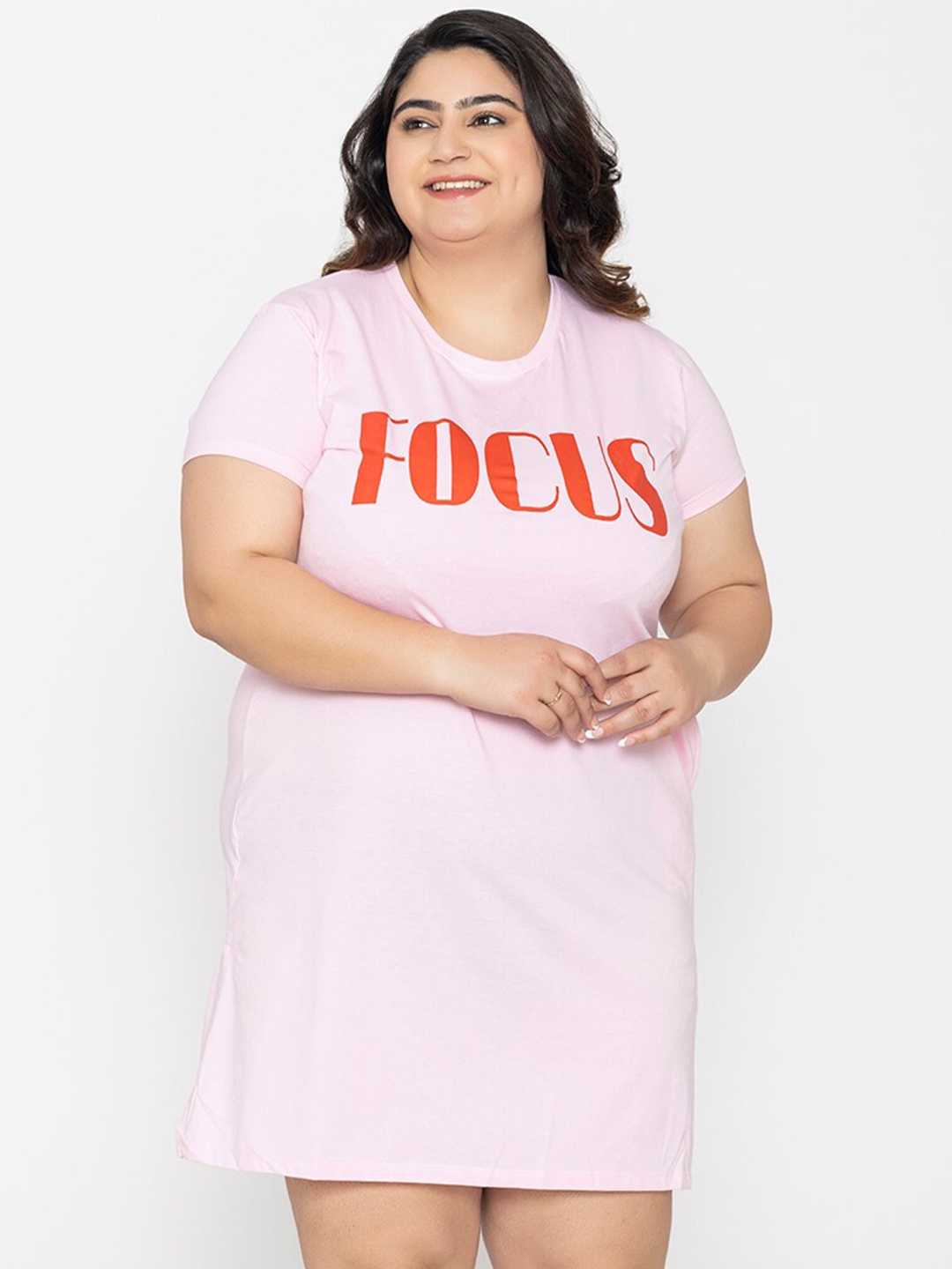 

TITTLI Plus Size Print Organic Cotton T-shirt Dress, Pink