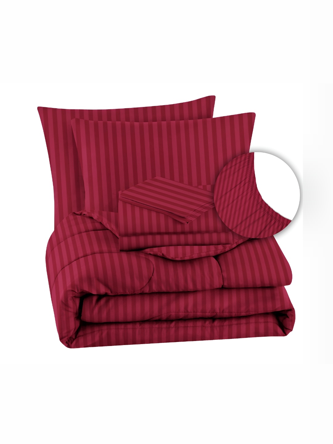 

bsb home Red Striped Microfiber Double King Superfine Bedding Set