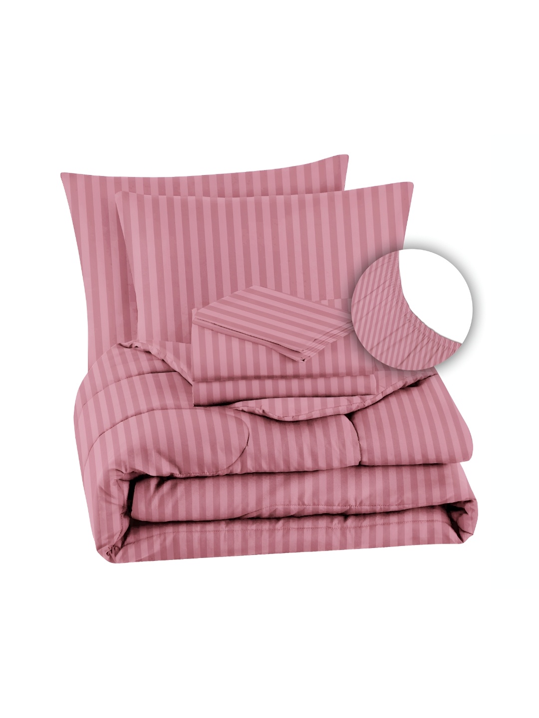 

bsb home Pink Striped Microfiber Double King Superfine Bedding Set