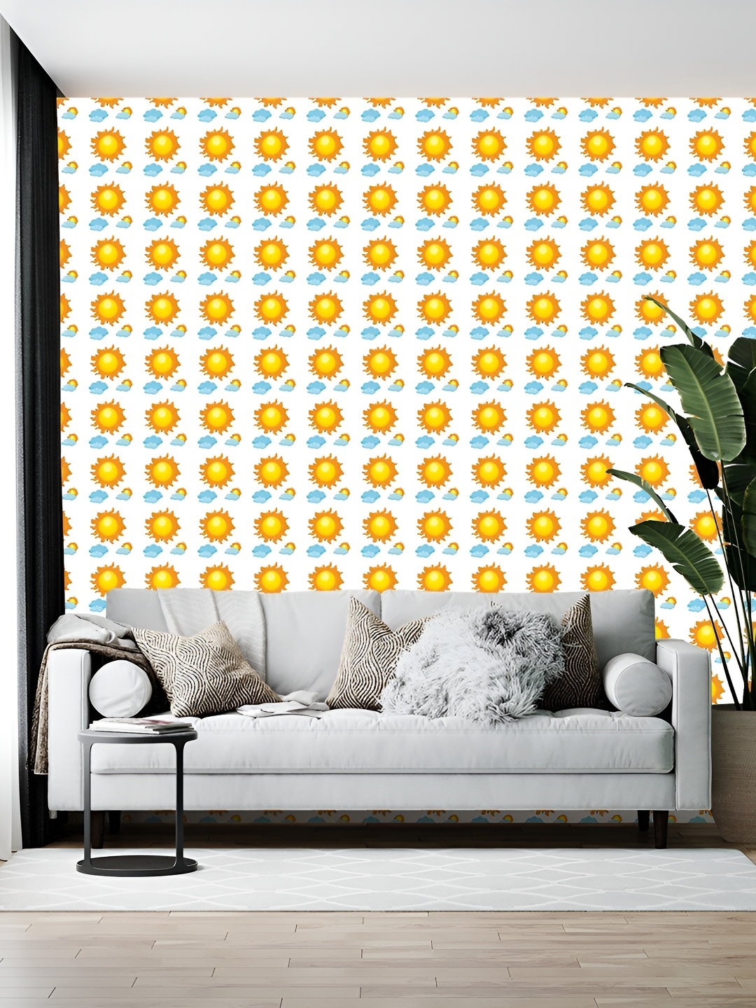 

Wallpics White & Yellow Abstract Printed Self-Adhesive Wallpaper