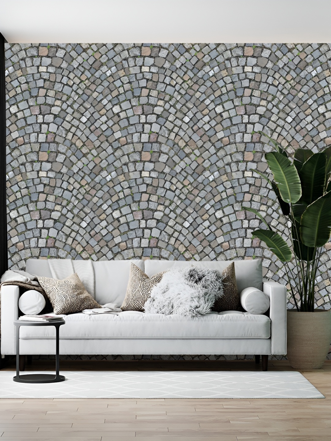 

Wallpics Grey & Blue Abstract Printed Self-Adhesive Wallpaper