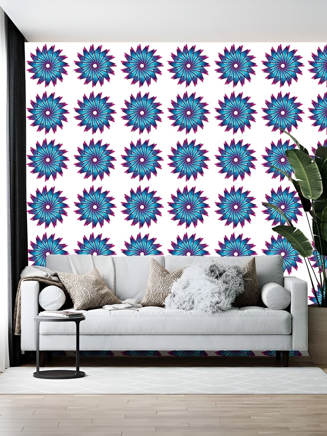 

Wallpics White & Blue Abstract Printed Wallpaper
