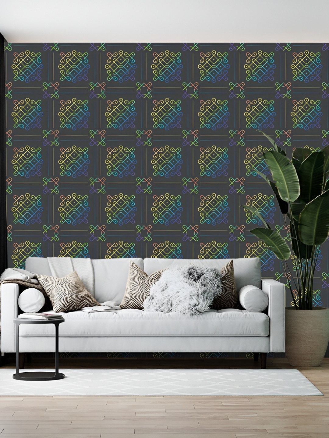 

Wallpics Grey & Blue Abstract Printed Self-Adhesive Wallpaper