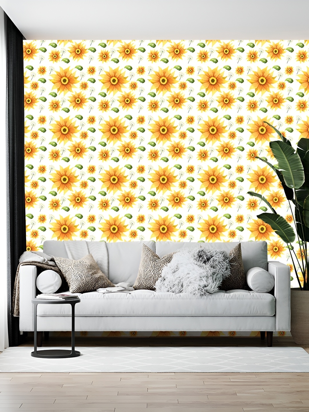 

Wallpics Classics White & Yellow Floral Printed Wallpaper