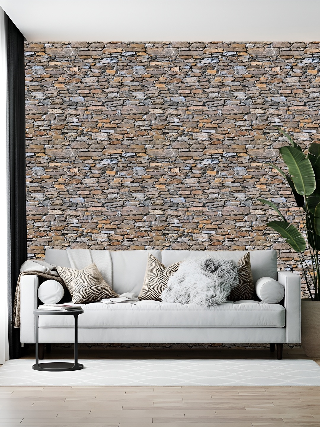 

Wallpics Grey and Brown Printed Decorative Wallpaper Sticker
