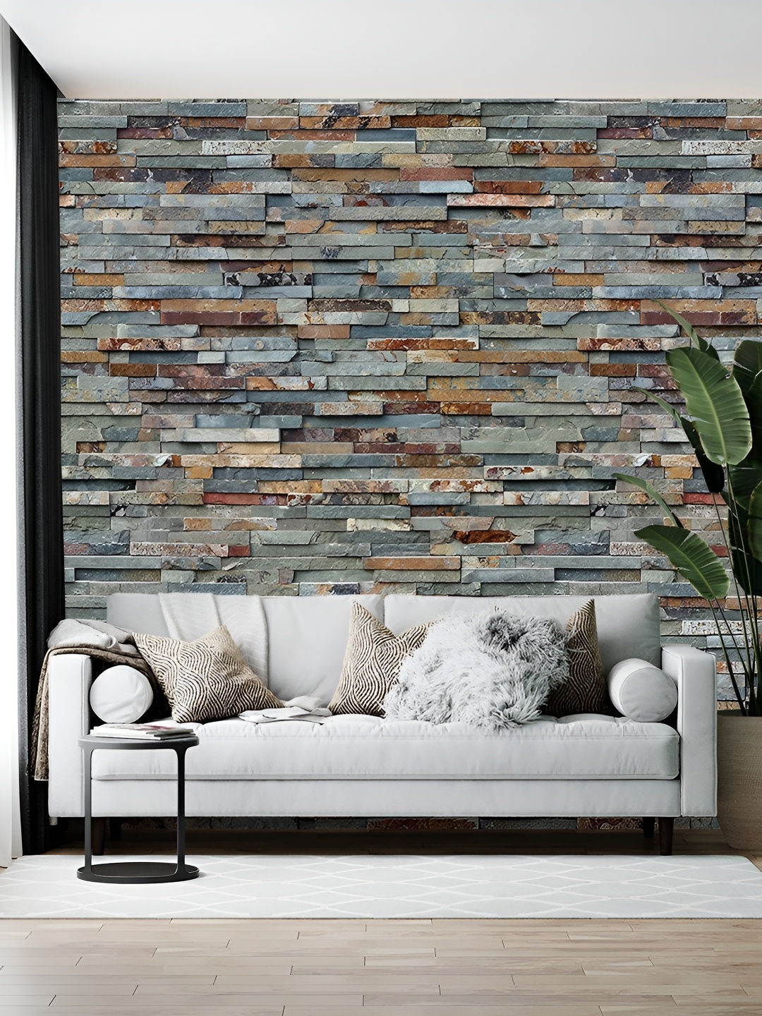 

Wallpics Grey & Brown Abstract Printed Self Adhesive Wallpaper