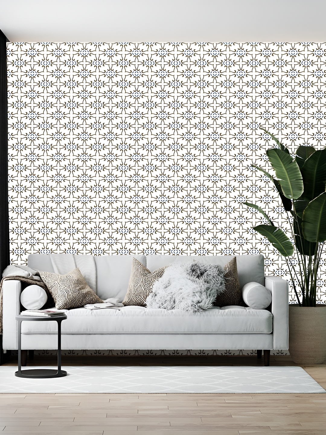 

Wallpics White & Blue Printed Self Adhesive Wallpaper