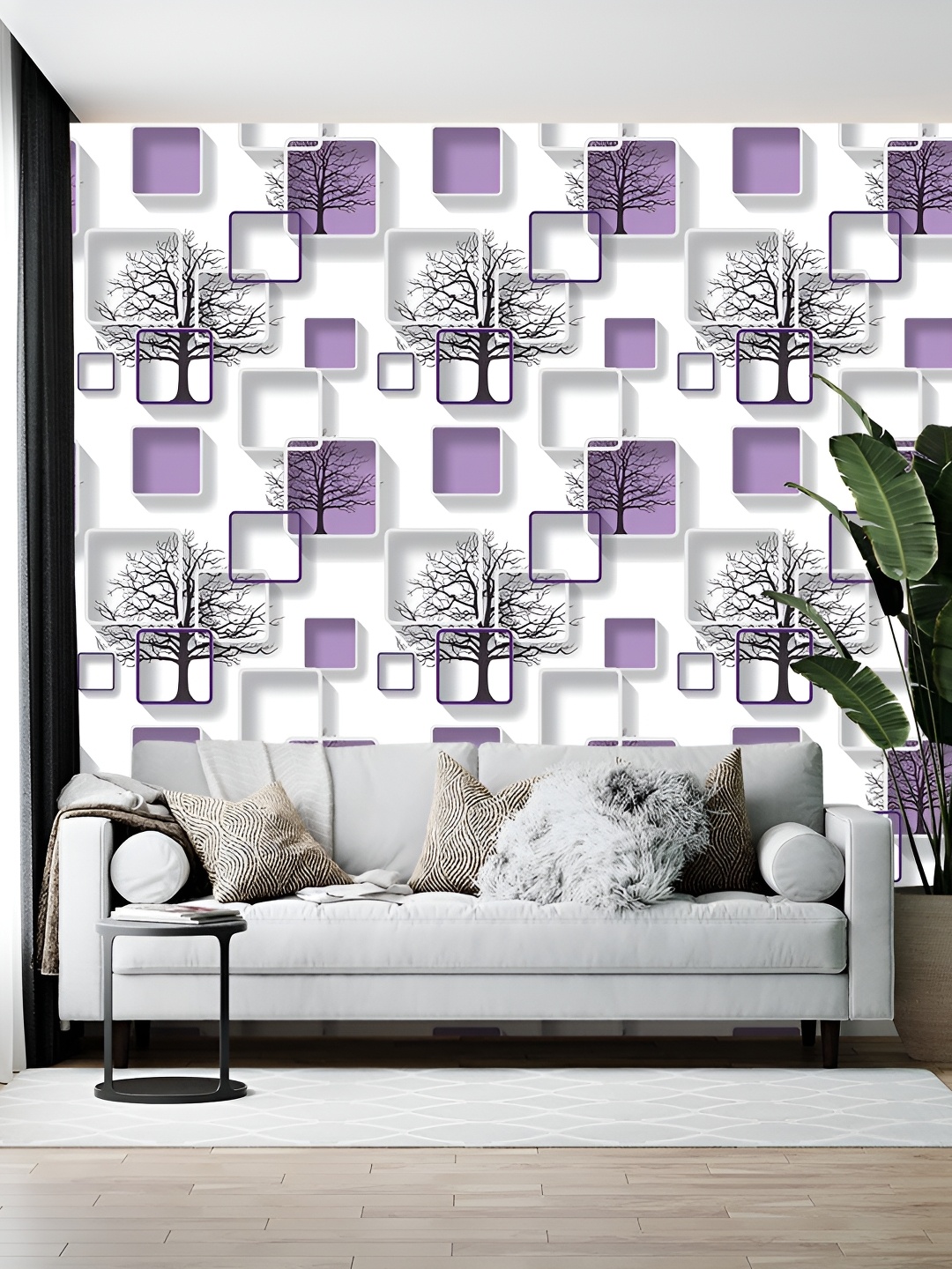 

Wallpics White & Black Printed Self Adhesive Wallpaper