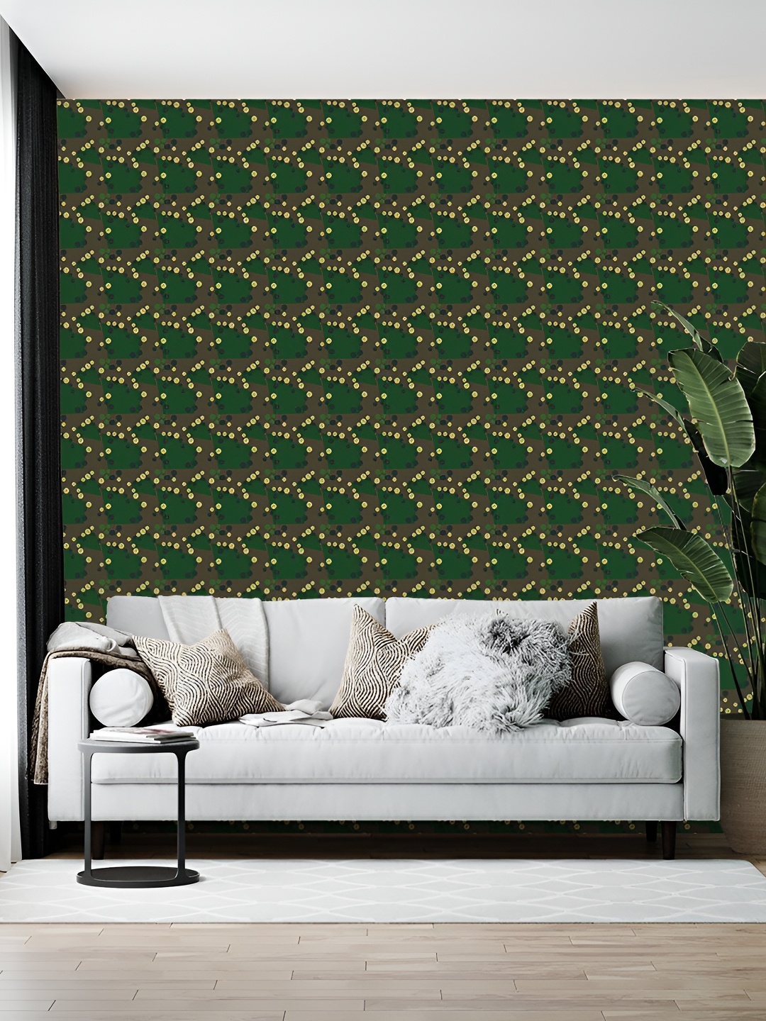 

Wallpics Green & Grey Printed Self-Adhesive Wallpaper