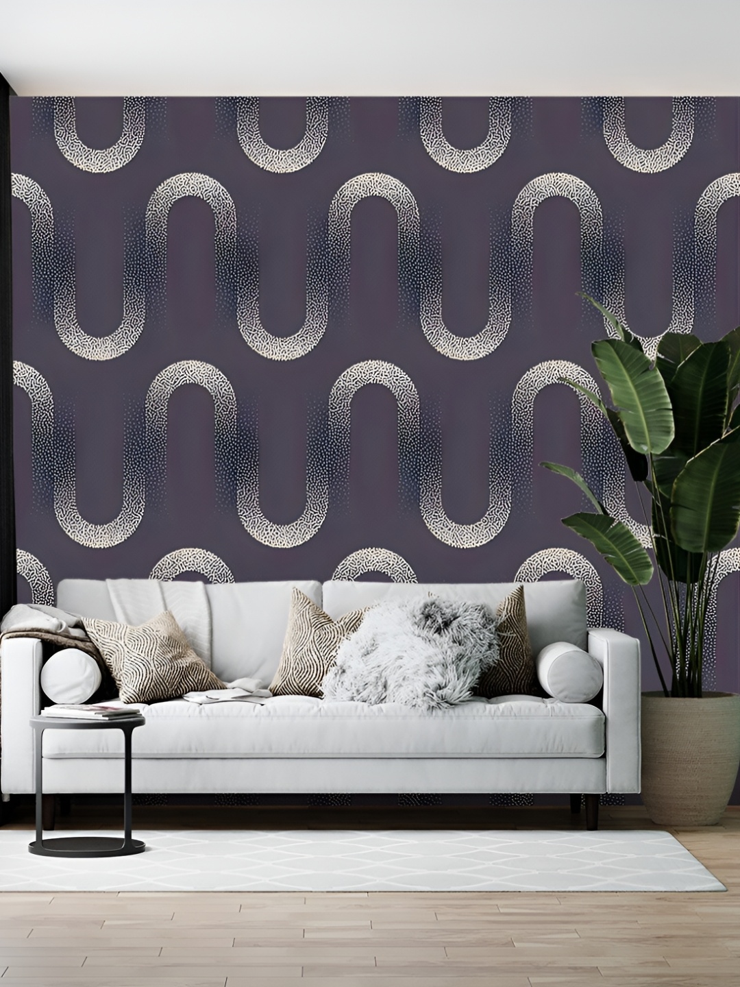 

Wallpics Grey & White Printed Wallpaper