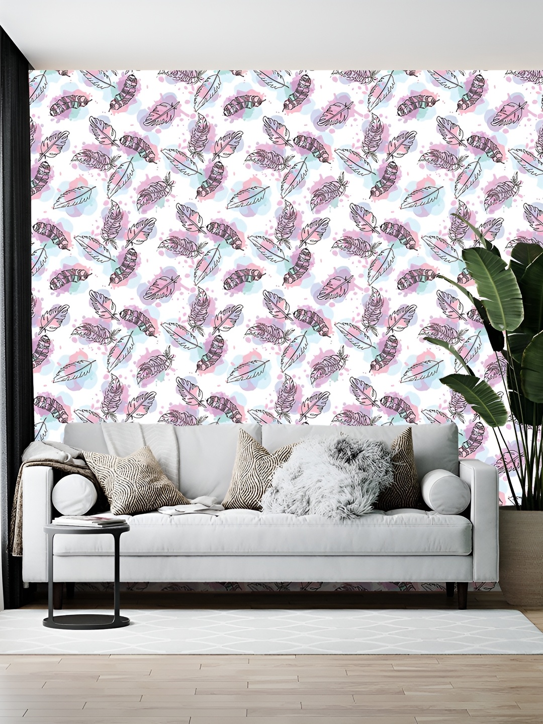 

Wallpics White & Pink Printed Self-Adhesive Wall Sticker