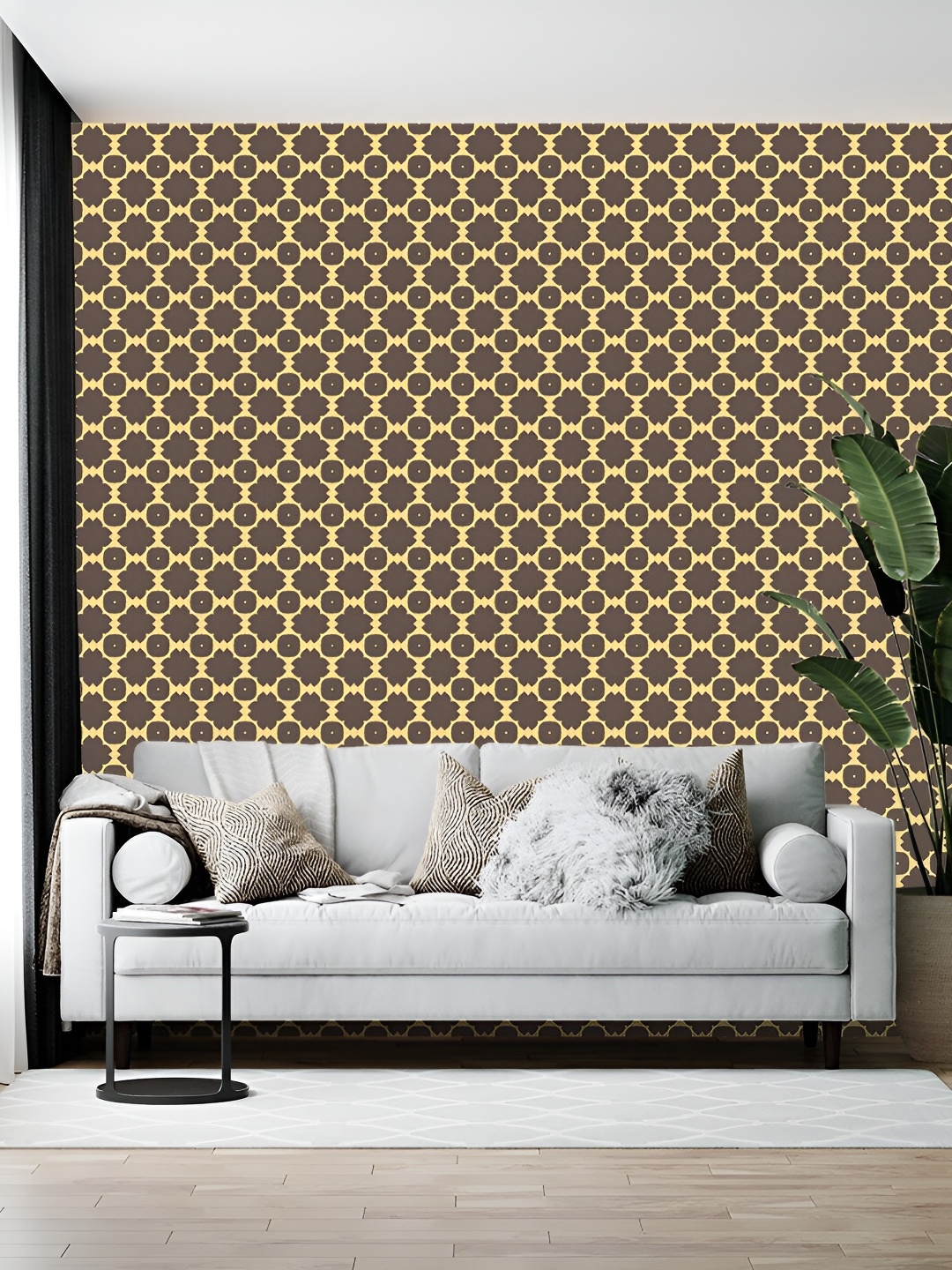

Wallpics Brown & Yellow Printed Self Adhesive Wall Sticker