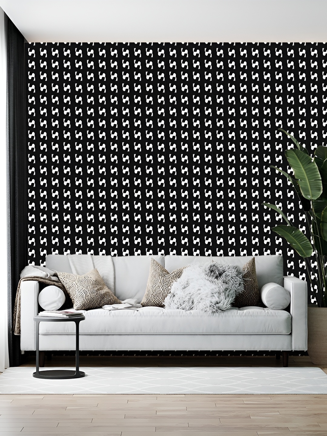 

Wallpics Black & White Abstract Printed Self Adhesive Wallpaper