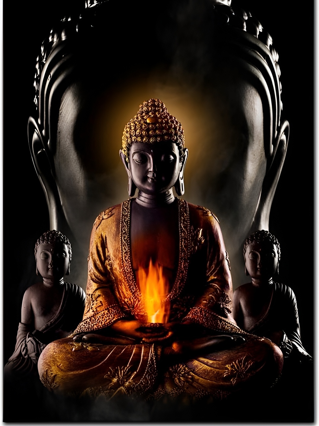 

Wallpics Black & Brown Buddha Religious Printed Waterproof Wallpaper