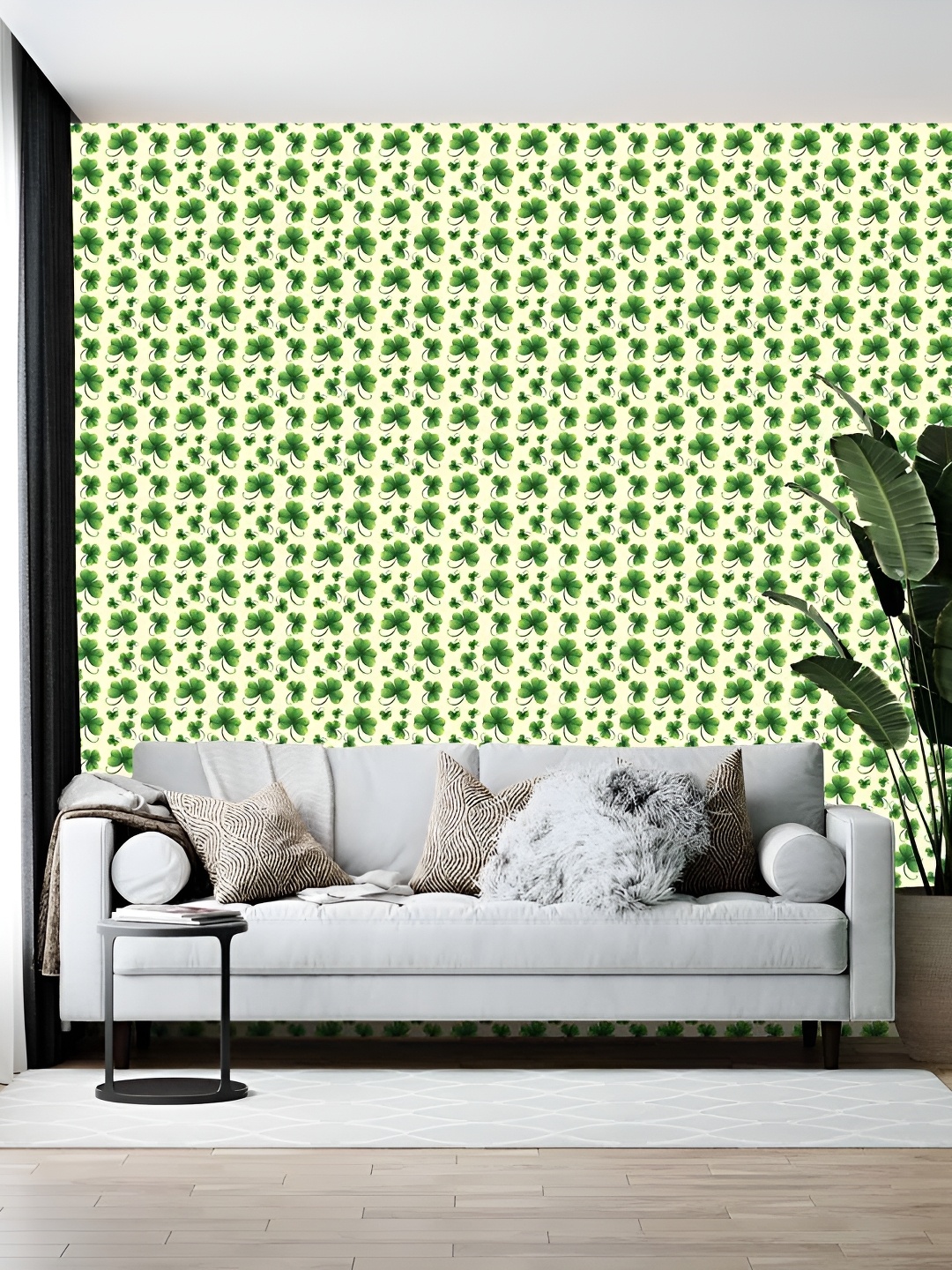 

Wallpics Green & Yellow Floral Printed Self-Adhesive Wallpaper