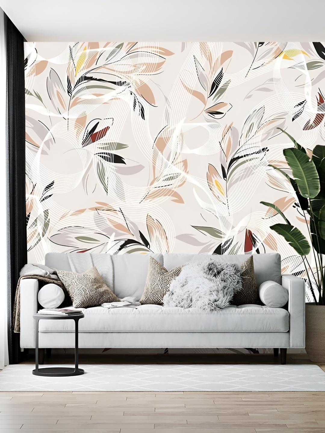 

Wallpics White & Peach Floral Printed Self-Adhesive Wallpaper