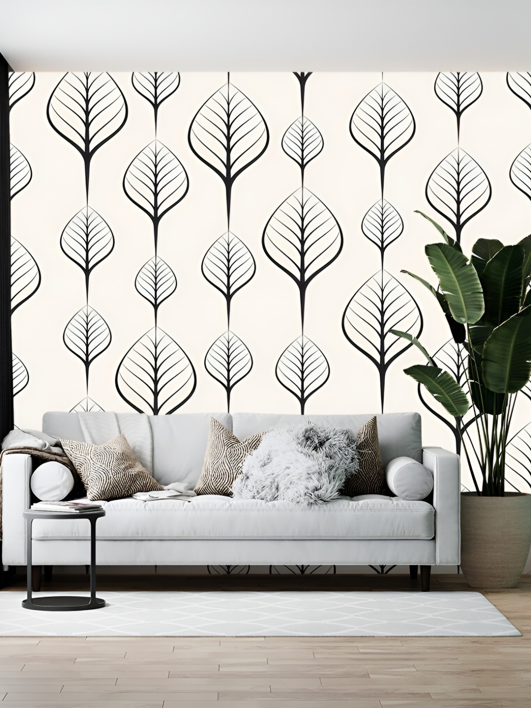 

Wallpics White & Black Abstract Printed Wallpaper