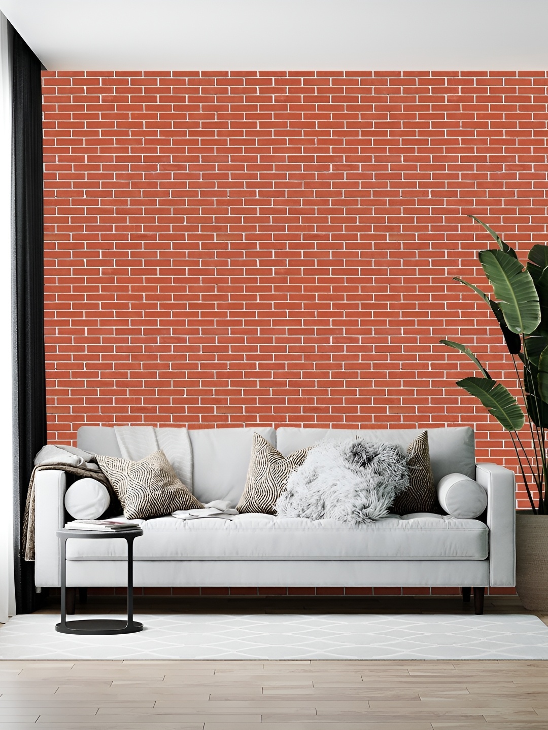 Wallpics Rust & White Abstract Printed Wallpaper