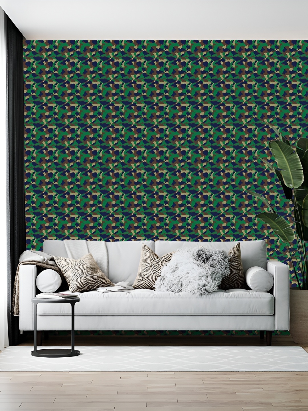 

Wallpics Green & Blue Abstract Printed Self-Adhesive Wall Sticker