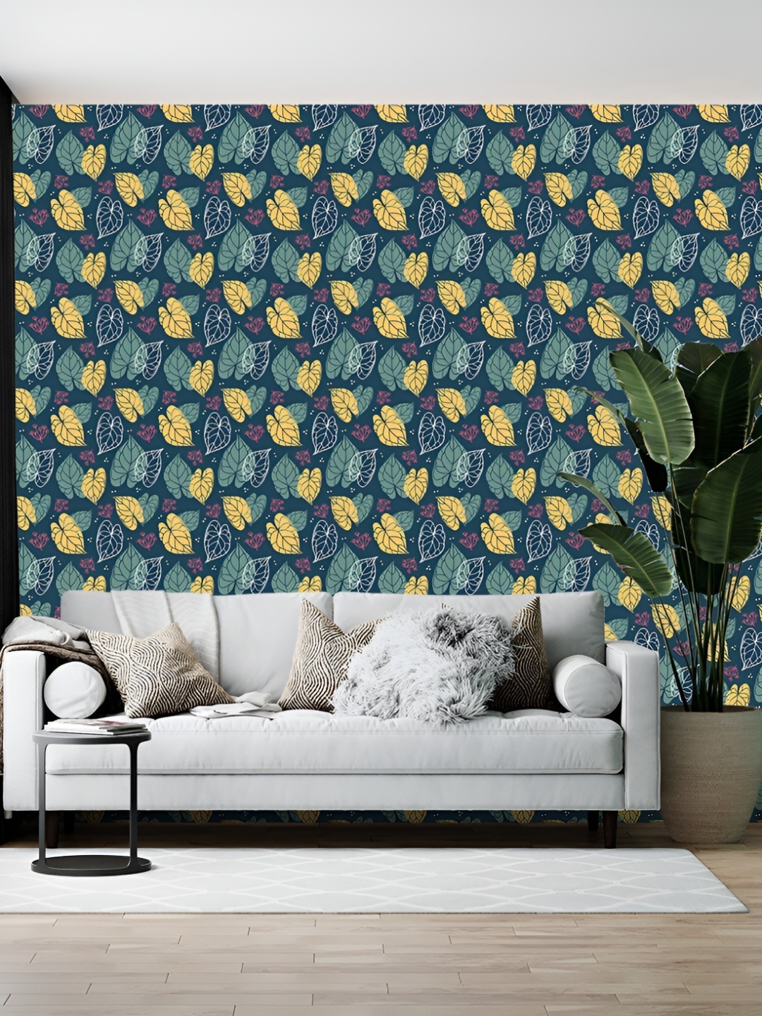 

Wallpics Navy Blue & Yellow Floral Printed Self Adhesive Wall Sticker