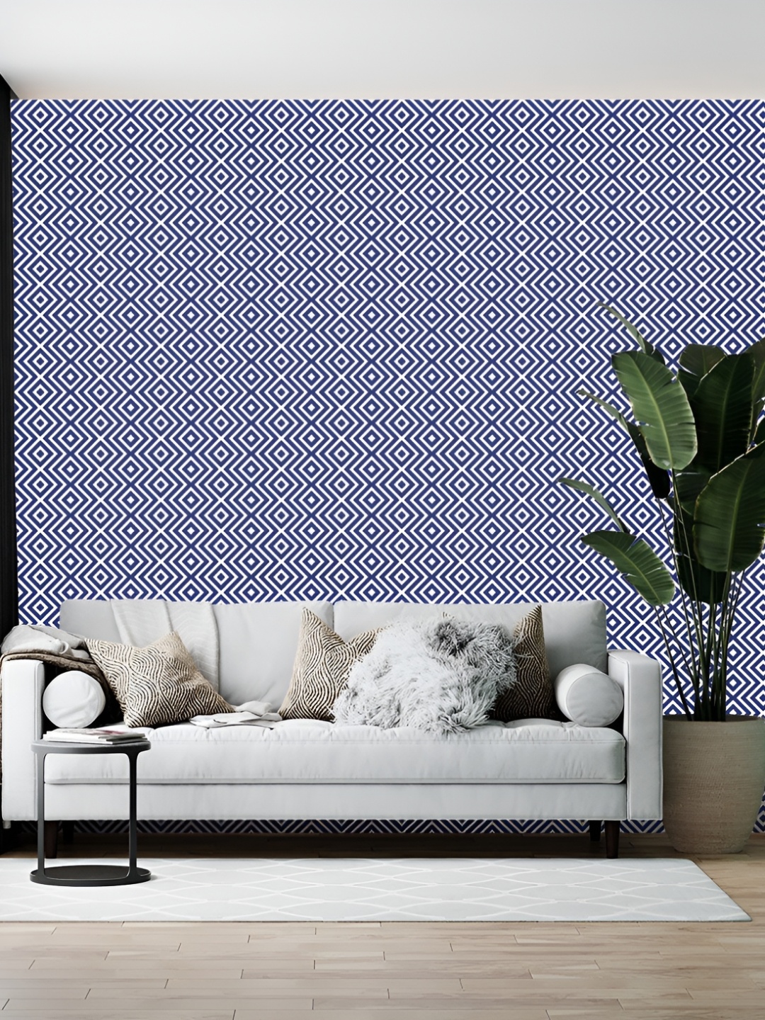 

Wallpics Blue & White Printed Wallpaper