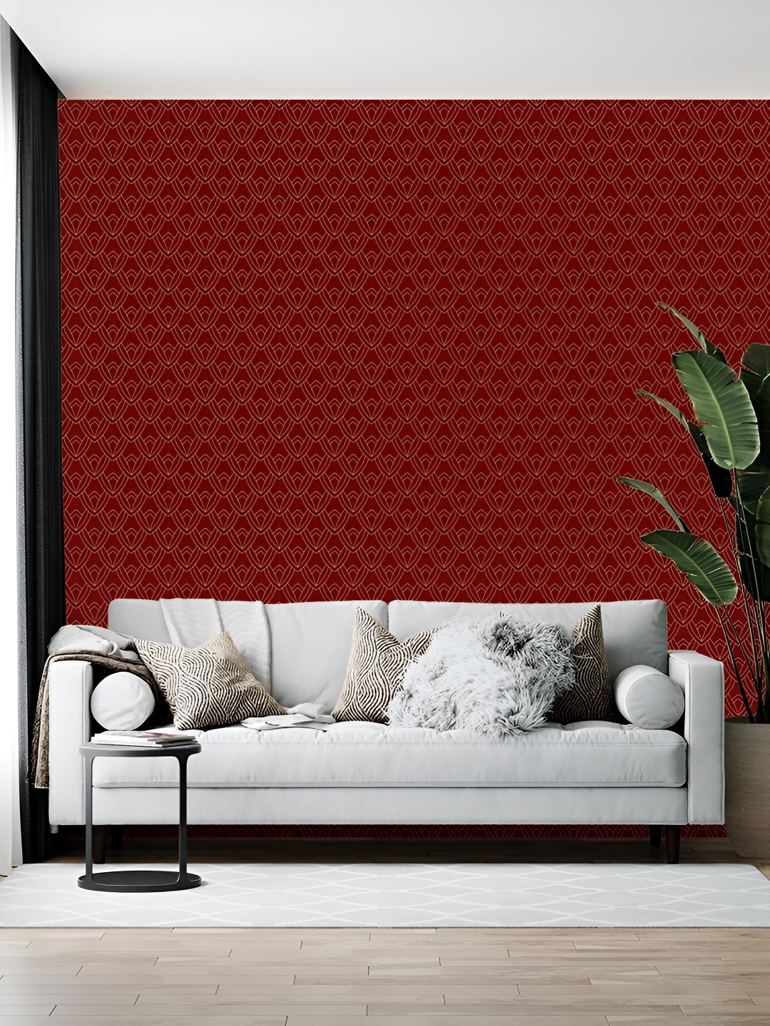

Wallpics Maroon & White Printed Self-Adhesive Wallpaper