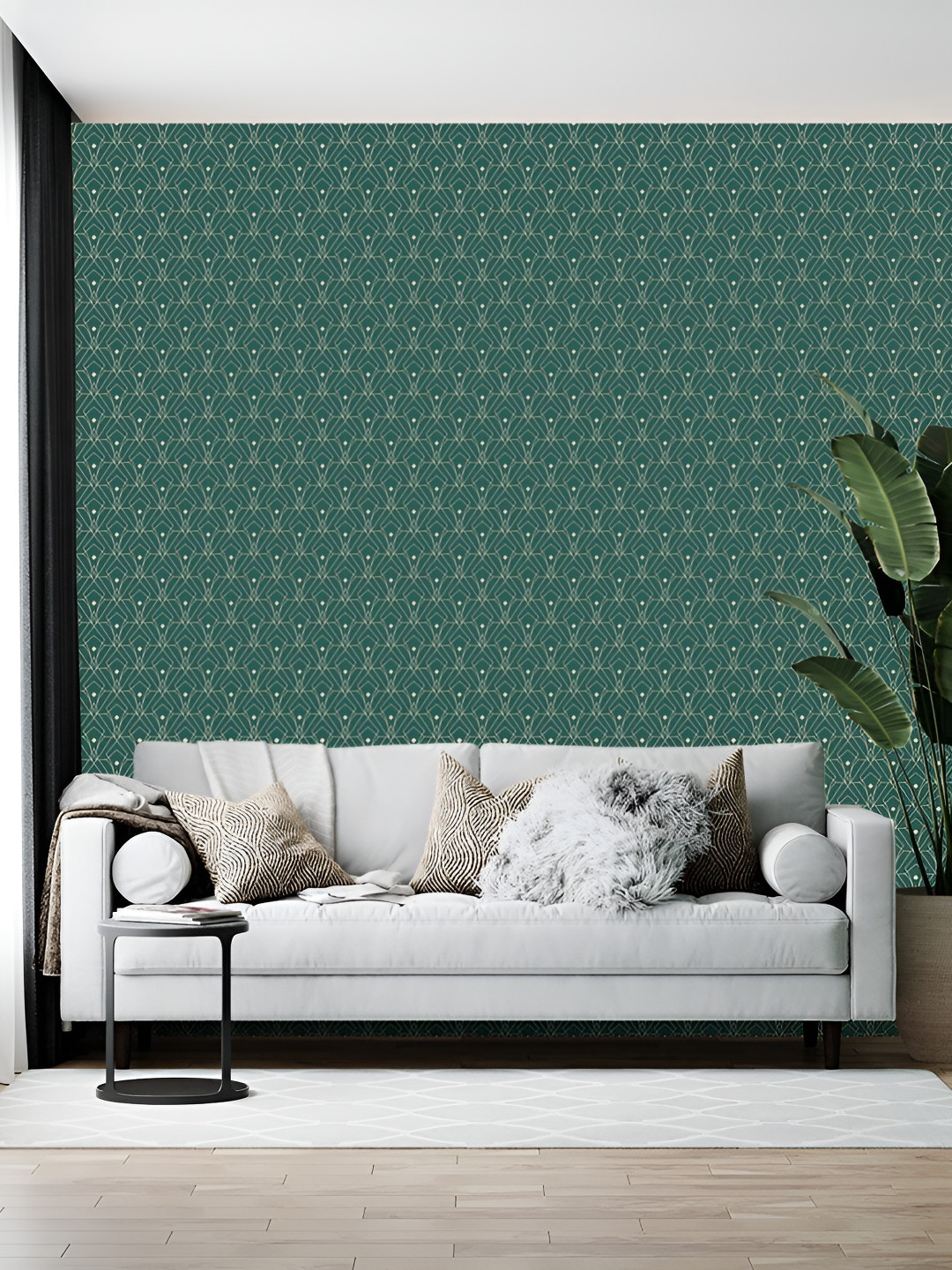 

Wallpics Green & White Printed Wallpaper