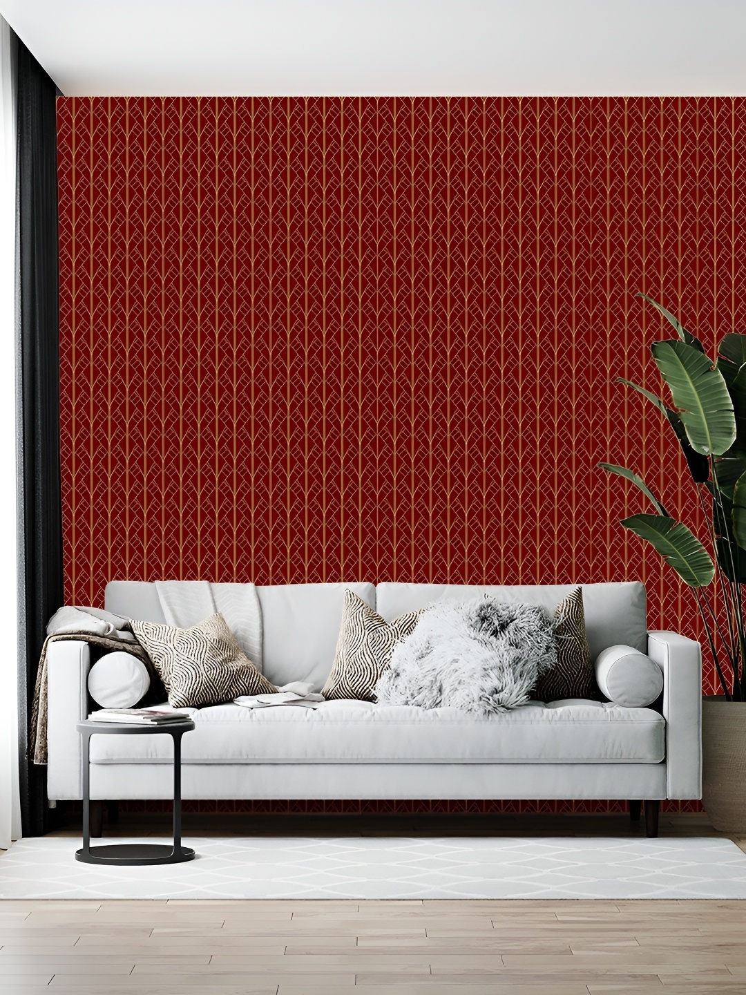 

Wallpics Maroon Printed Abstract Printed Self-Adhesive Wallpaper