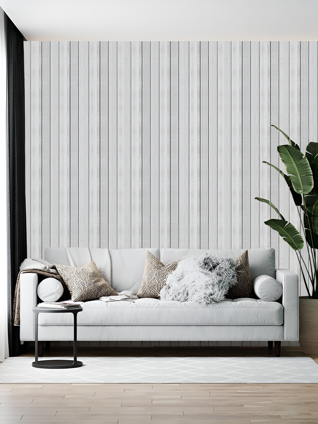Wallpics White & Grey Printed Self-adhesive Wallpaper